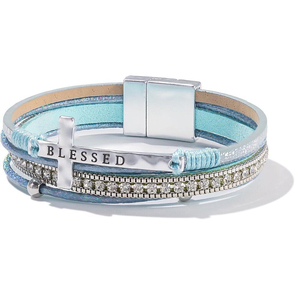 Cross Leather Bracelets Religious Christian Jewelry Boho Wrap Cuff Bangle